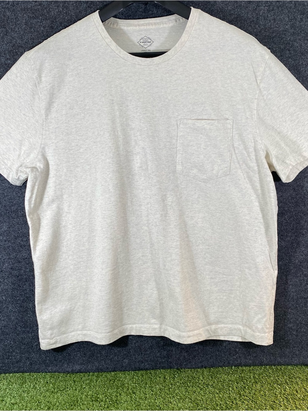 St. John's Bay Legacy Tee Shirt Mens Size XXL Short Sleeve Off White Grey Pocket